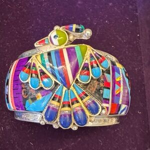 Native-Inspired Multi-Color Inlay Cuff Bracelet